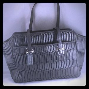 Coach Taylor Gathered Gray Leather Alexis Satchell